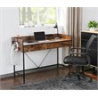 JJS Wood & Metal Computer/Study Writing Desk with Drawers in Rustic Brown