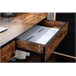 JJS Wood & Metal Computer/Study Writing Desk with Drawers in Rustic Brown