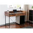 JJS Wood & Metal Computer/Study Writing Desk with Drawers in Rustic Brown