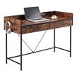 JJS Wood & Metal Computer/Study Writing Desk with Drawers in Rustic Brown