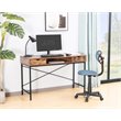 JJS Wood & Metal Writing/Computer Desk with Drawers in Rustic Brown