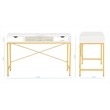 JJS Wood & Metal Writing/Computer Desk with Drawers in White/Golden