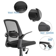 JJS Fabric Rolling Swivel Executive Chair w/ Adjustable Padded Armrest in Black