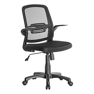 JJS Fabric Rolling Swivel Executive Chair w/ Adjustable Padded Armrest in Black