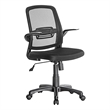 JJS Fabric Rolling Swivel Executive Chair w/ Adjustable Padded Armrest in Black