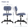 JJS Low Back Velvet Fabric Armless Home Office Computer Chair in Blue