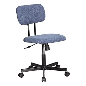 JJS Low Back Velvet Fabric Armless Home Office Computer Chair in Blue