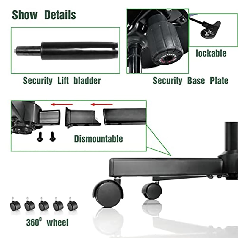 JJS Low Back Velvet Fabric Armless Home Office Computer Chair in Green