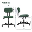 JJS Low Back Velvet Fabric Armless Home Office Computer Chair in Green