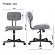 JJS Low Back Velvet Fabric Armless Home Office Computer Chair in Gray