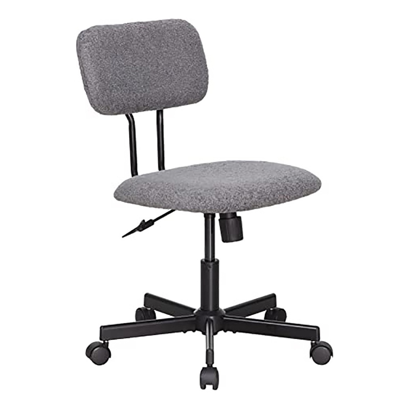 JJS Low Back Velvet Fabric Armless Home Office Computer Chair in Gray