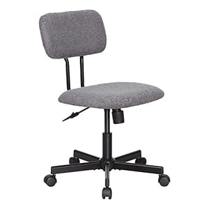 JJS Low Back Velvet Fabric Armless Home Office Computer Chair in Gray