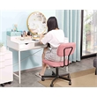 JJS Low Back Velvet Fabric Armless Home Office Computer Chair in Pink