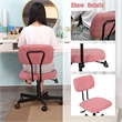 JJS Low Back Velvet Fabric Armless Home Office Computer Chair in Pink