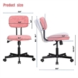 JJS Low Back Velvet Fabric Armless Home Office Computer Chair in Pink