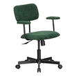 JJS Low Back Velvet Fabric Home Office Computer Chair with Armrest in Green
