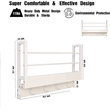 JJS Wood Floating Book Shelf with Coat Hooks Key Holder in White (Set of 2)