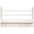 JJS Wood/Metal Floating Book Shelf with Coat Hooks Key Holder in White