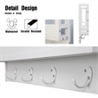 JJS Wood/Metal Floating Book Shelf with Coat Hooks Key Holder in White