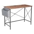 JJS Simple Minimal Wood Home Office Computer Desk in Rustic Brown/Black