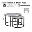 JJS Round Wood/Metal Nesting Coffee Table in Marble/Black (Set of 2)