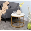 JJS Round Wood/Metal Nesting Coffee Table in Gold/Marble (Set of 2)