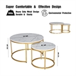 JJS Round Wood/Metal Nesting Coffee Table in Gold/Marble (Set of 2)