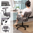 JJS Low Back Velvet Fabric Home Office Computer Chair with Armrest in Gray