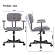 JJS Low Back Velvet Fabric Home Office Computer Chair with Armrest in Gray