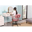 JJS Low Back Velvet Fabric Home Office Computer Chair with Armrest in Pink
