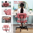 JJS Low Back Velvet Fabric Home Office Computer Chair with Armrest in Pink