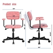 JJS Low Back Velvet Fabric Home Office Computer Chair with Armrest in Pink