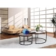 JJS Round Wood/Metal Nesting Coffee Table in Rustic Brown (Set of 2)