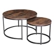JJS Round Wood/Metal Nesting Coffee Table in Rustic Brown (Set of 2)