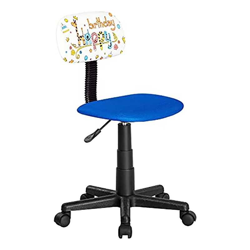 Jjs Low-Back Adjustable Plastic Rolling Drawing Desk Chair in Blue