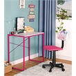 JJS Low-Back Adjustable Plastic Rolling Drawing Desk Chair in Pink