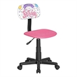 JJS Low-Back Adjustable Plastic Rolling Drawing Desk Chair in Pink