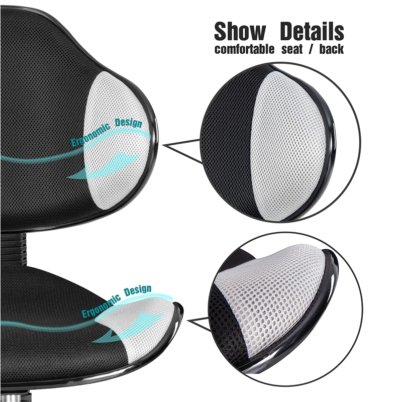 JJS Low Back Metal Computer Executive Chair with Large Base and Pads in Gray