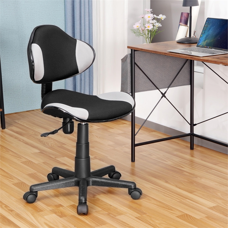 JJS Low Back Metal Computer Executive Chair with Large Base and Pads in Gray