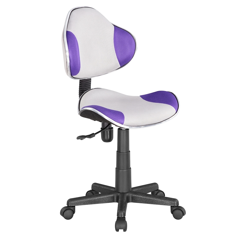 JJS Low Back Metal Computer Executive Chair w/ Large Base & Pads in Purple/Gray
