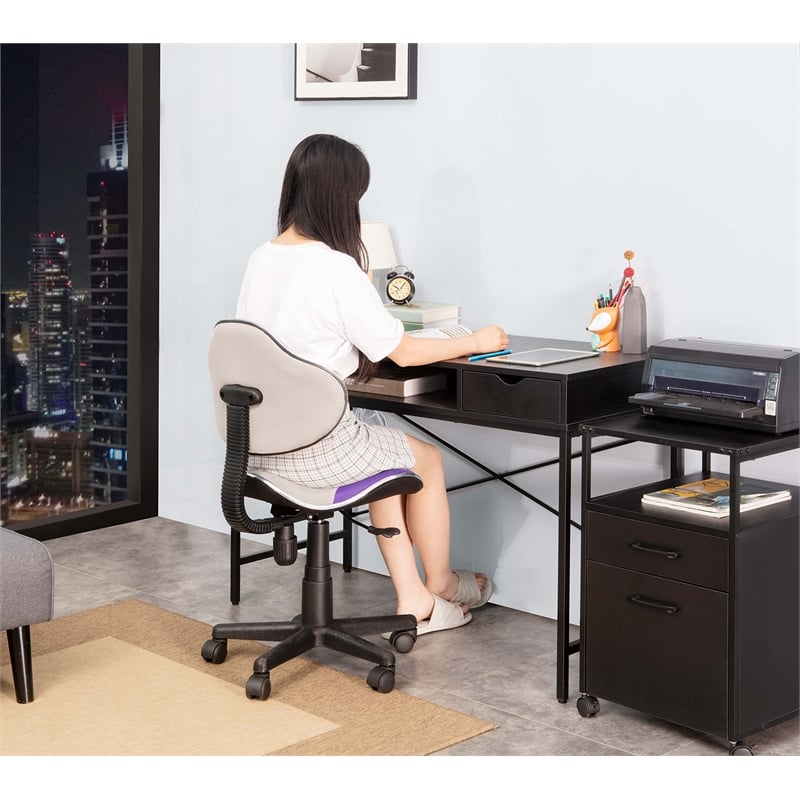 JJS Low Back Metal Computer Executive Chair w/ Large Base & Pads in Purple/Gray