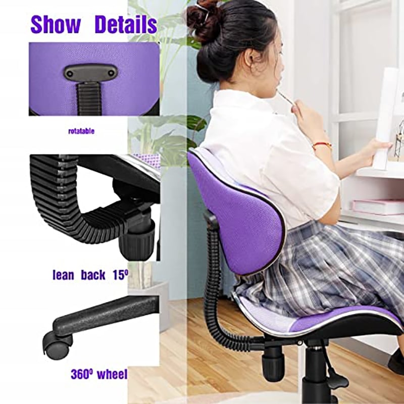 JJS Low Back Metal Computer Executive Chair with Large Base and Pads in Purple