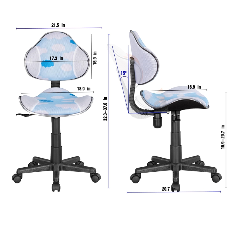 JJS Low Back Metal Computer Executive Chair with Large Base and Pads in White