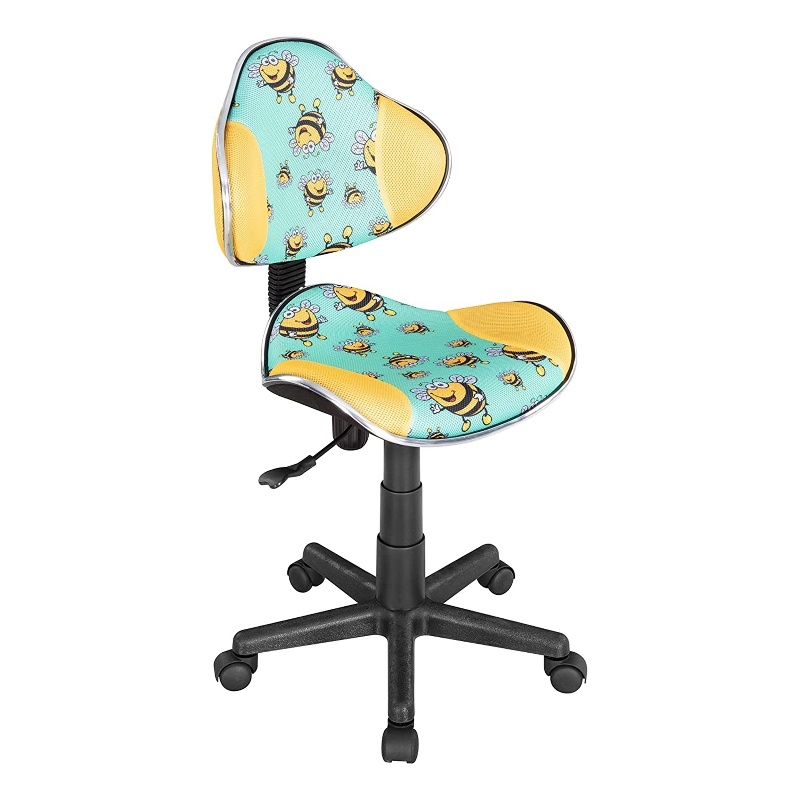 JJS Low Back Metal Computer Executive Chair with Large Base and Pads in Yellow