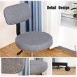 JJS Low Back Metal Armless Computer Chair with Thick Seat Cushion Pad in Gray