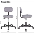 JJS Low Back Metal Armless Computer Chair with Thick Seat Cushion Pad in Gray