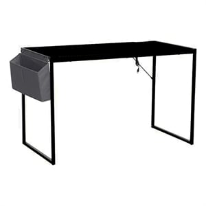 JJS 40&quot Home Office Metal Computer Desk with Storage Bag USB Hub in Black