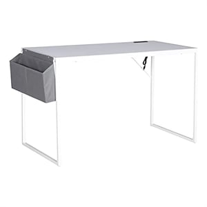 JJS 40&quot Home Office Metal Computer Desk with Storage Bag USB Hub in White