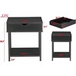 JJS Wood Side End Table with Drawer and Storage Shelves in Black
