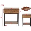 JJS Wood Side End Table with Drawer and Storage Shelves in Brown